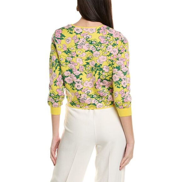 Carolina Herrera Cropped Silk-Blend Cardigan - Picture 2 of 3